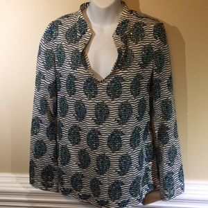 TORY BURCH Stephanie Sequin Floral Tunic Sz 8